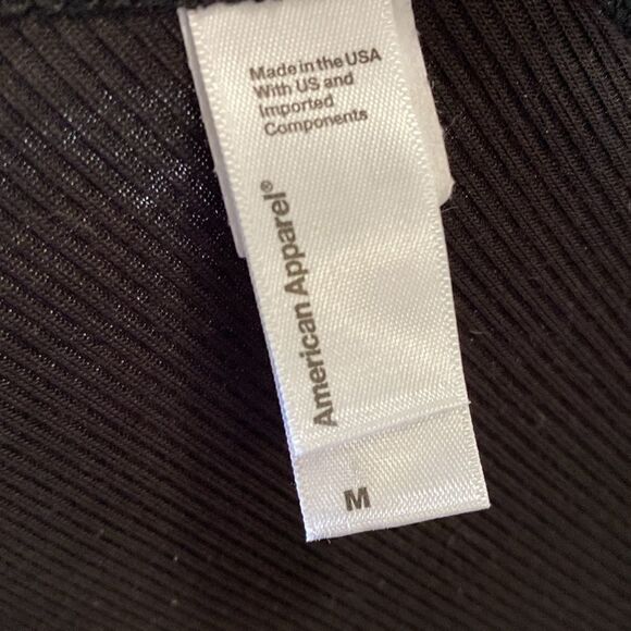 American Apparel Black Thin Ribbed One Sleeve Off Shoulder Top - Picture 3 of 4